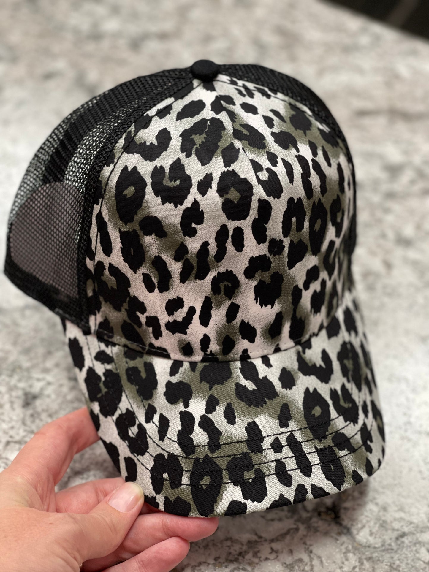 Gray/Black Leopard Hat