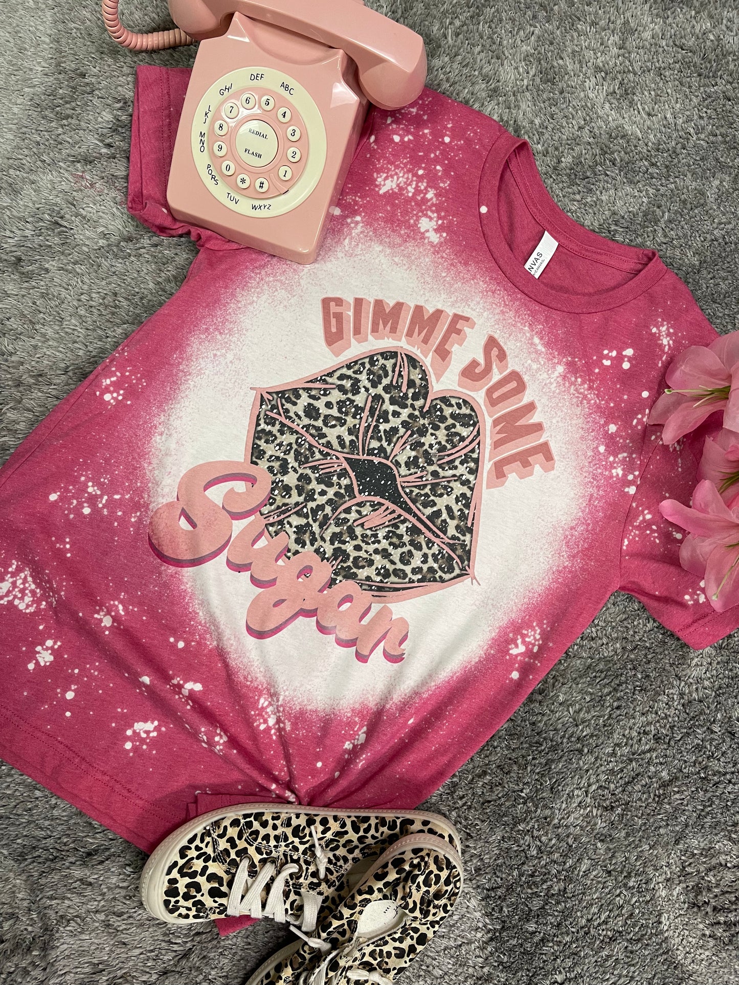 Gimme Some Sugar ~ Raspberry Bleached Graphic Tee