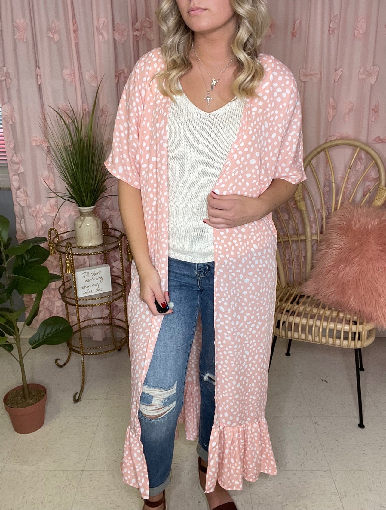 Remi ~ Peach Animal Print Duster
