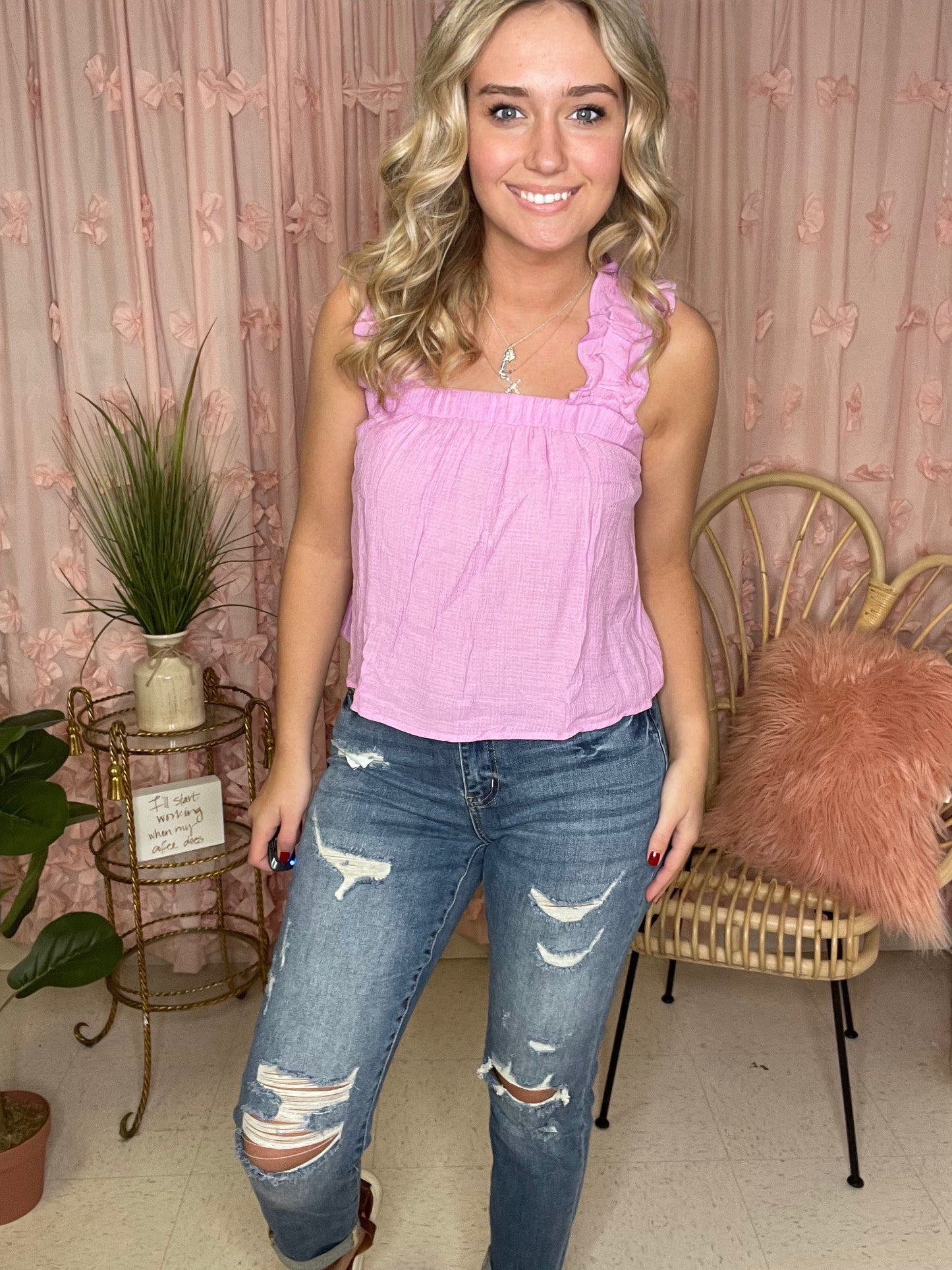 Made You Look ~ Lavender Bow Back Tank