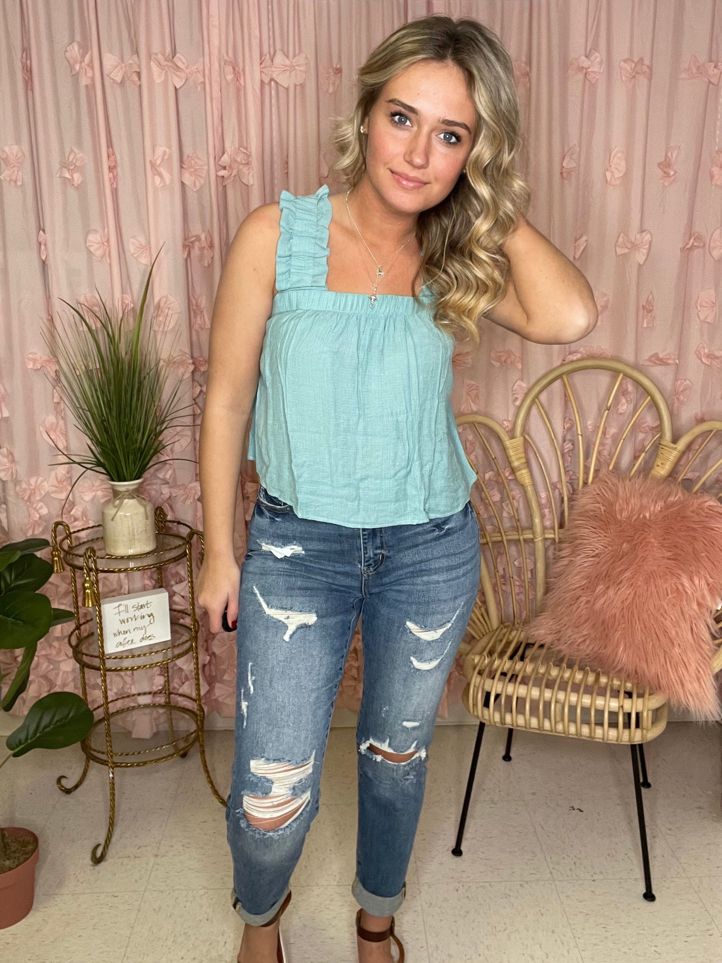 Made You Look ~ Jade Bow-Back Tank