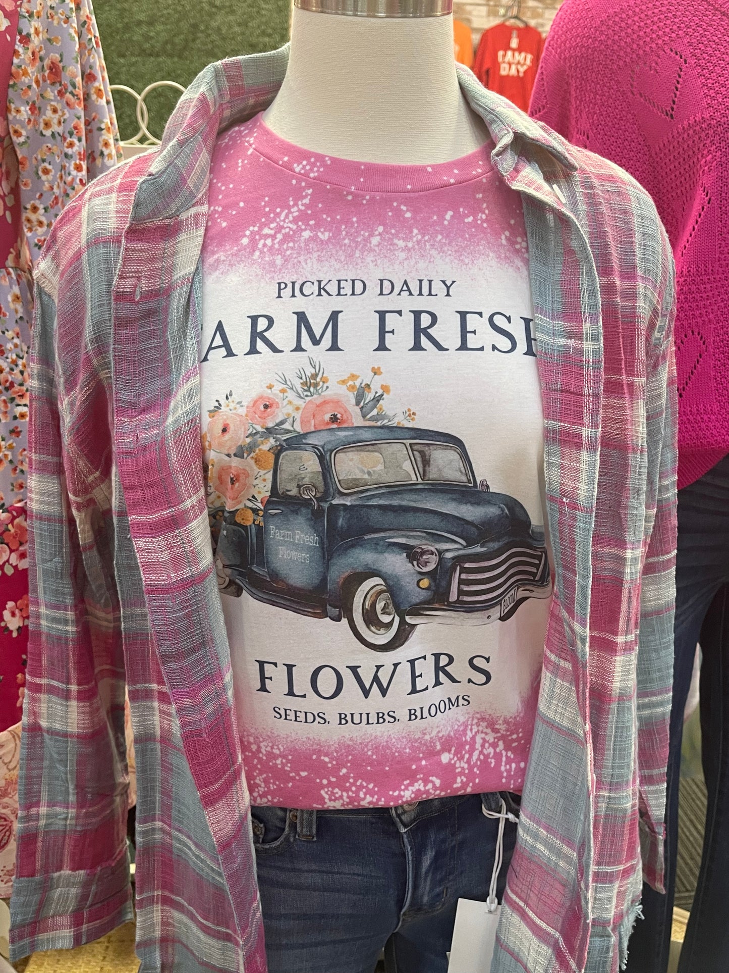 Spring Market - Pink Bleached Graphic Tee