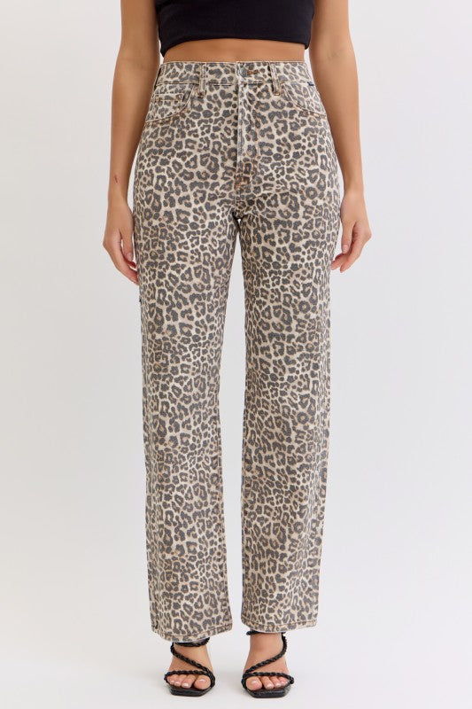 Cat Eyes ~ Leopard Print Dad Jeans