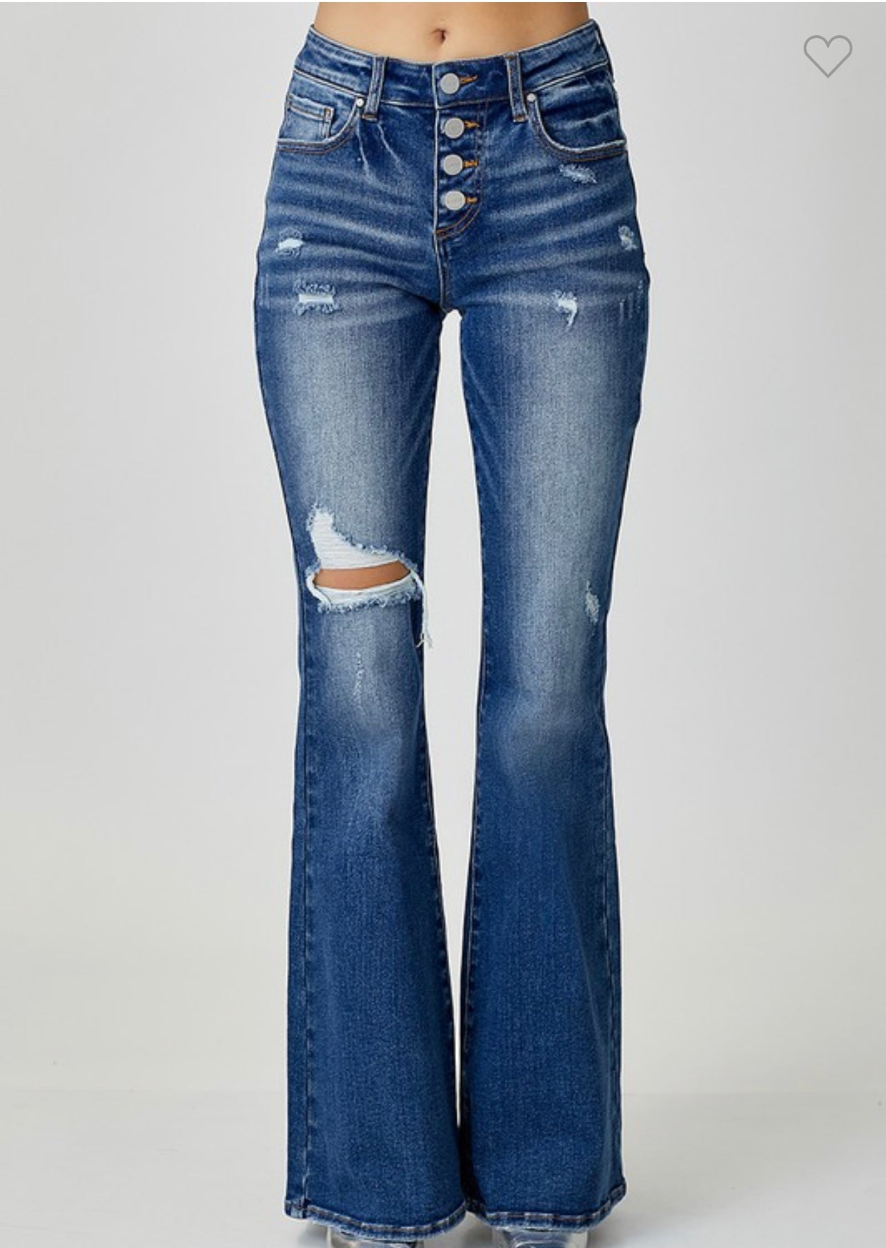 Risen ~ Mid- Rise Button Down Flare Jeans