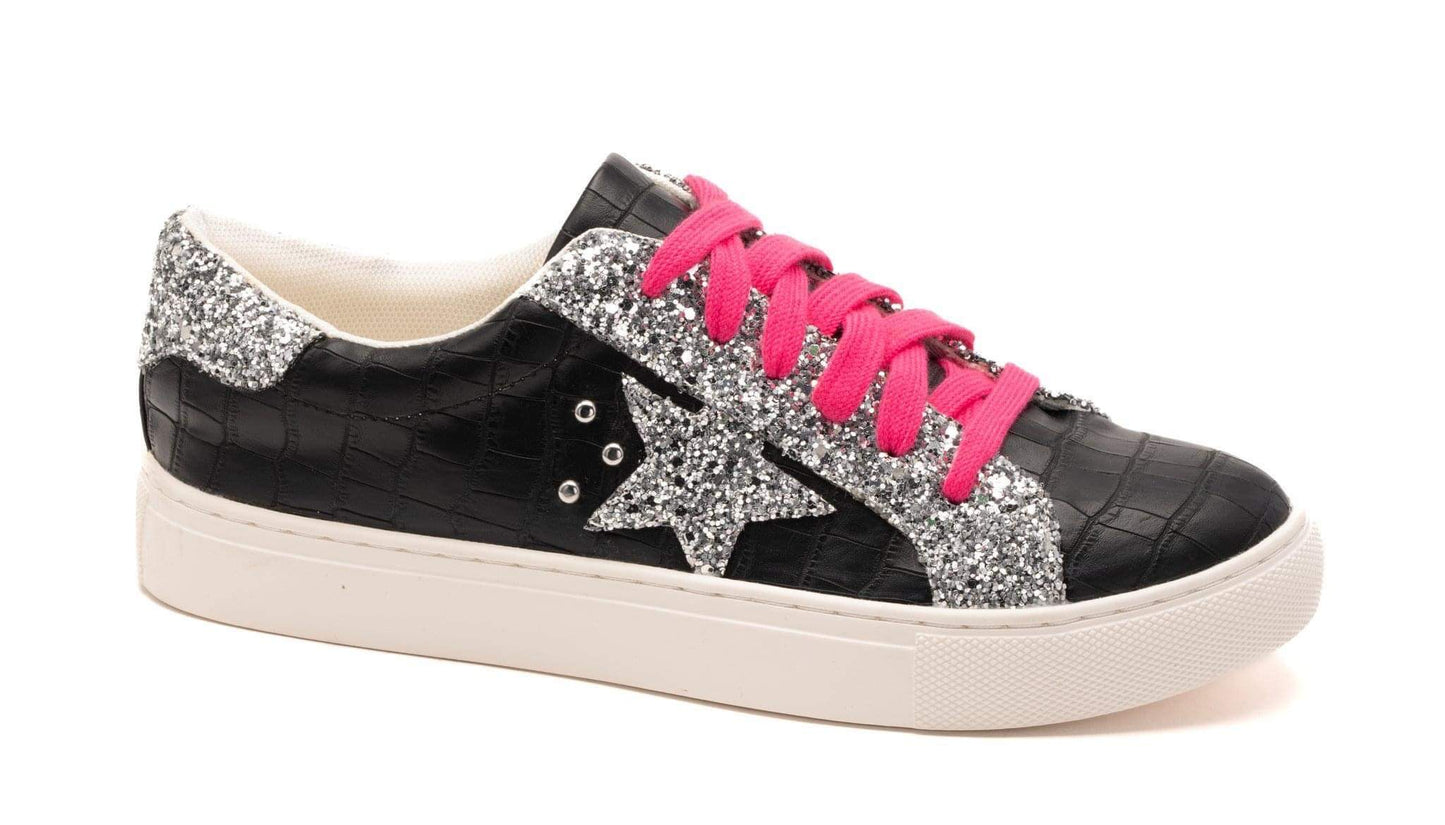 SuperNova ~ Black, Crocodile and Glitter ~ Corky’s Brand Sneakers ~