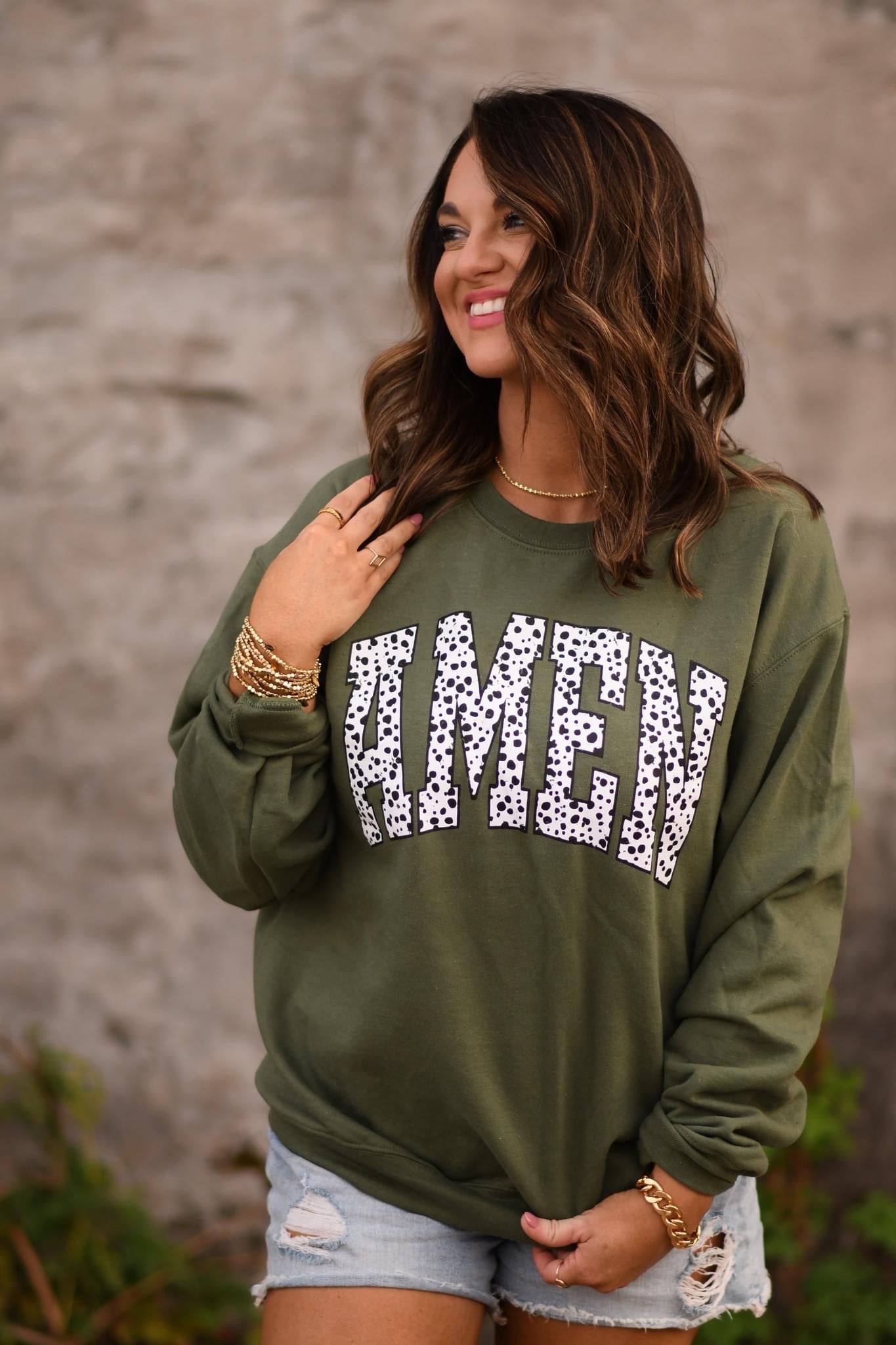 AMEN ~ Dalmatian Print Crewneck Sweatshirt