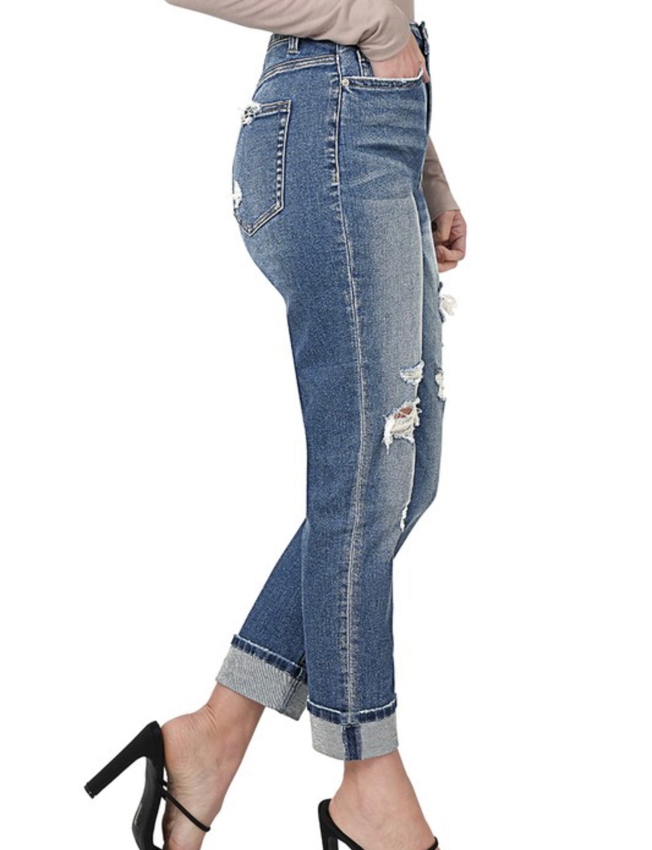 Josie ~ Distressed Boyfriend Fit Jeans