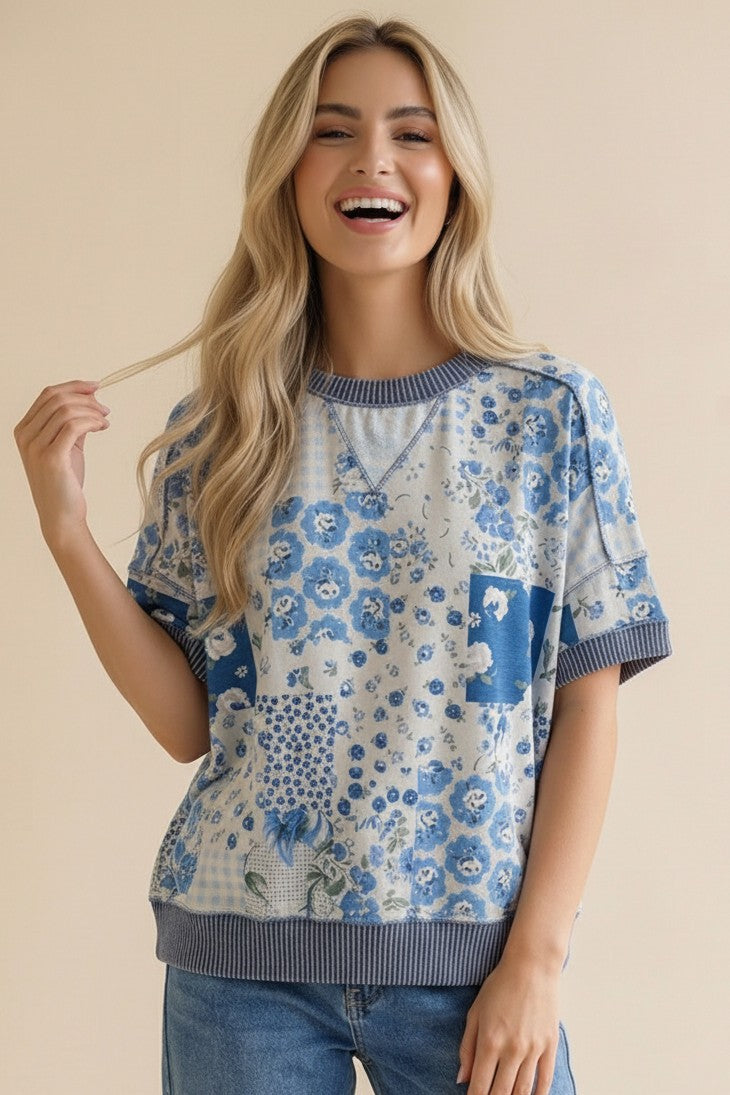 Phoebe ~ Patchwork Knit Top