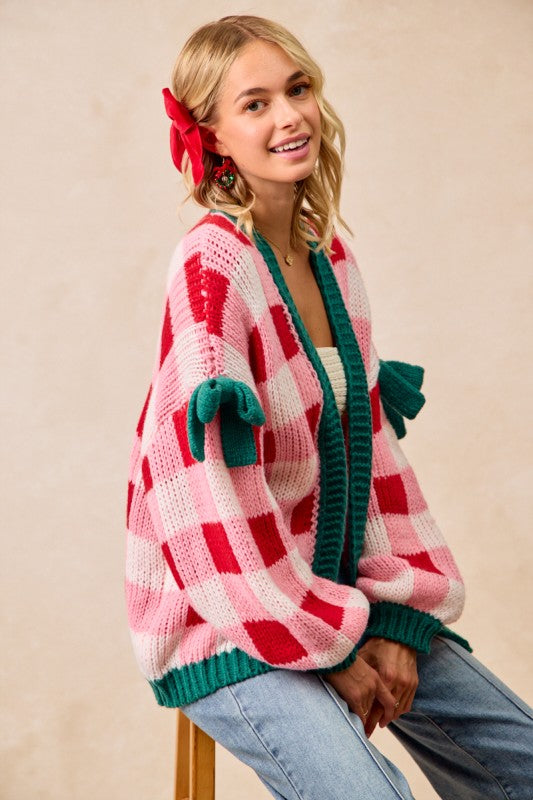 Seasons Greetings - Festive Checkered Cardigan