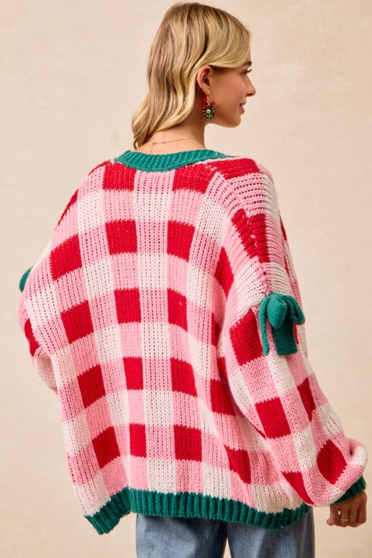 Seasons Greetings - Festive Checkered Cardigan