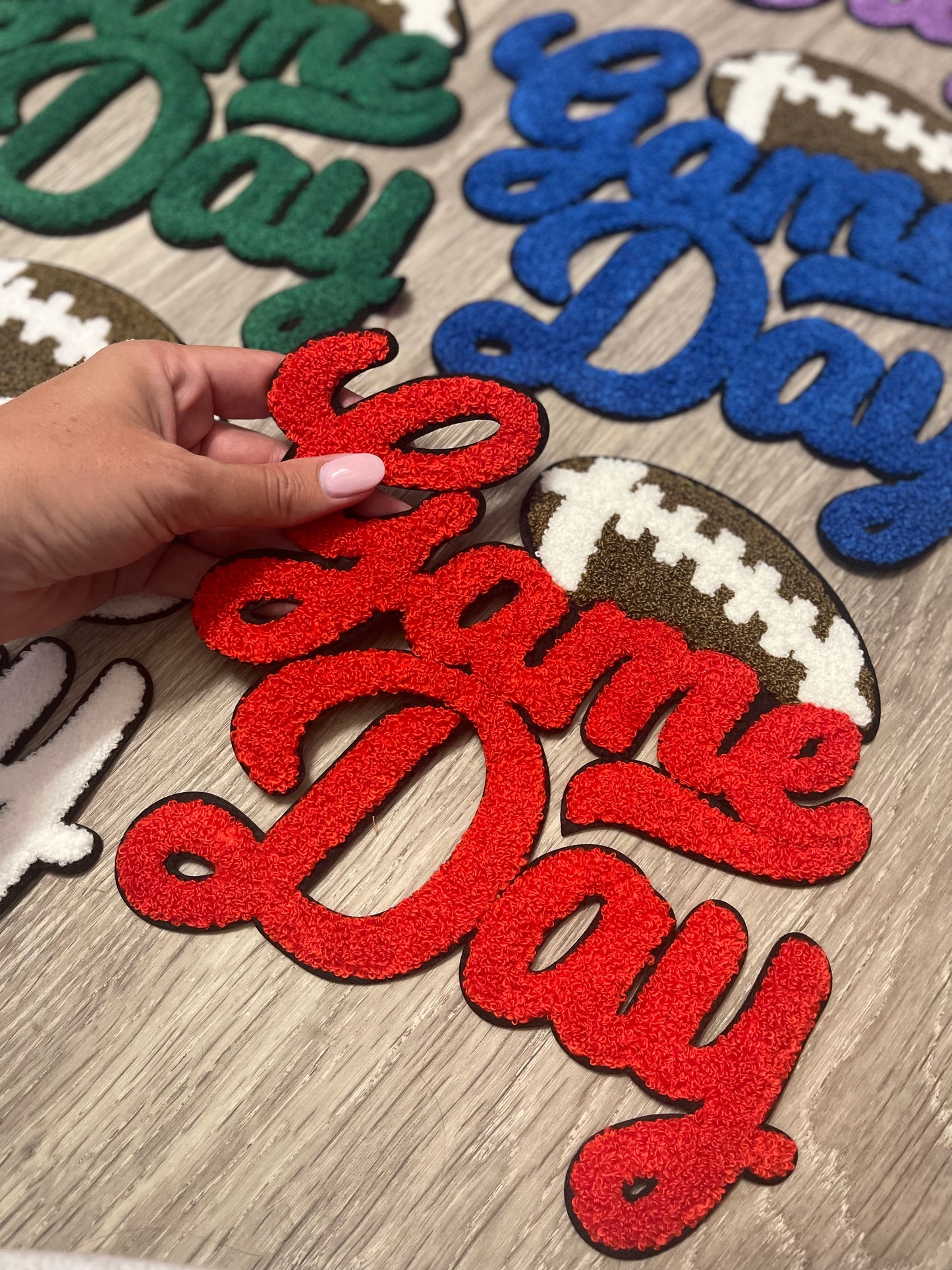 Game Day ~ Type Color Options Below! Chenille Patch Crewneck Sweatshirt