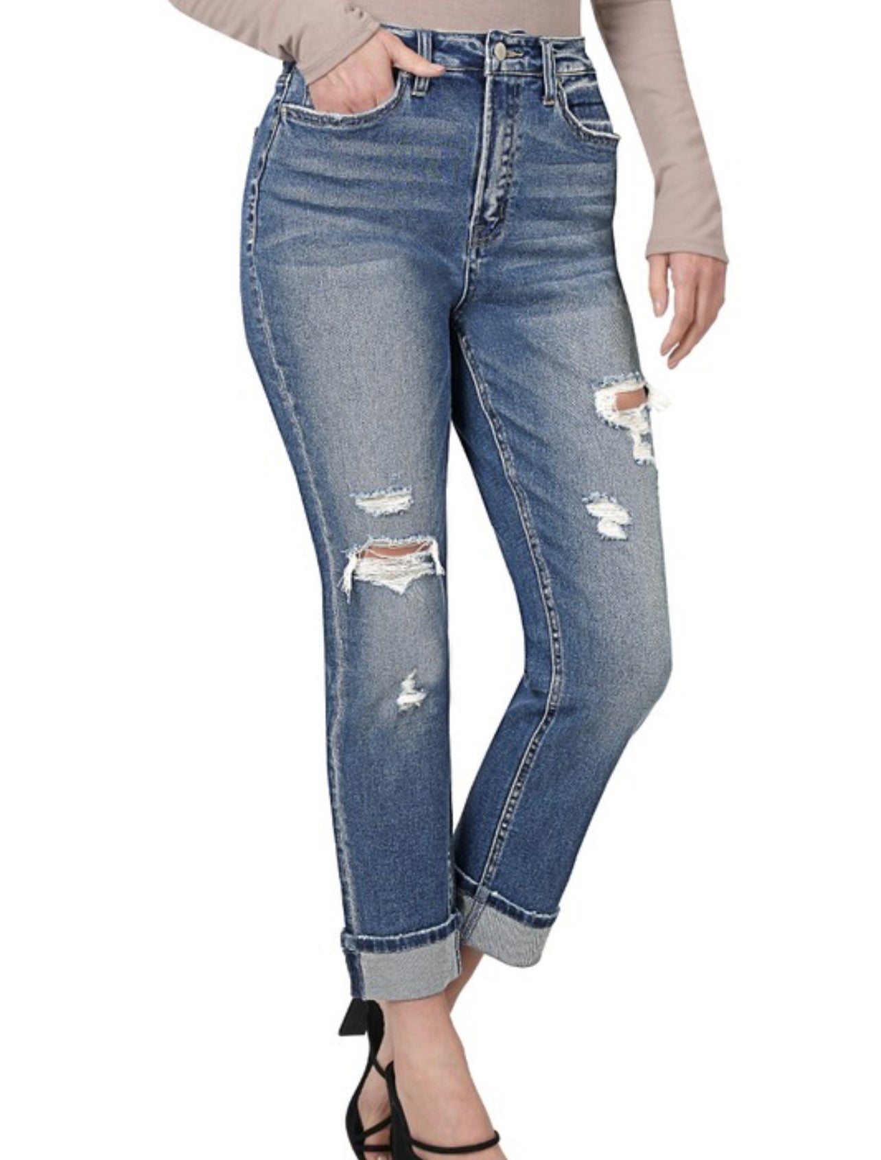 Josie ~ Distressed Boyfriend Fit Jeans