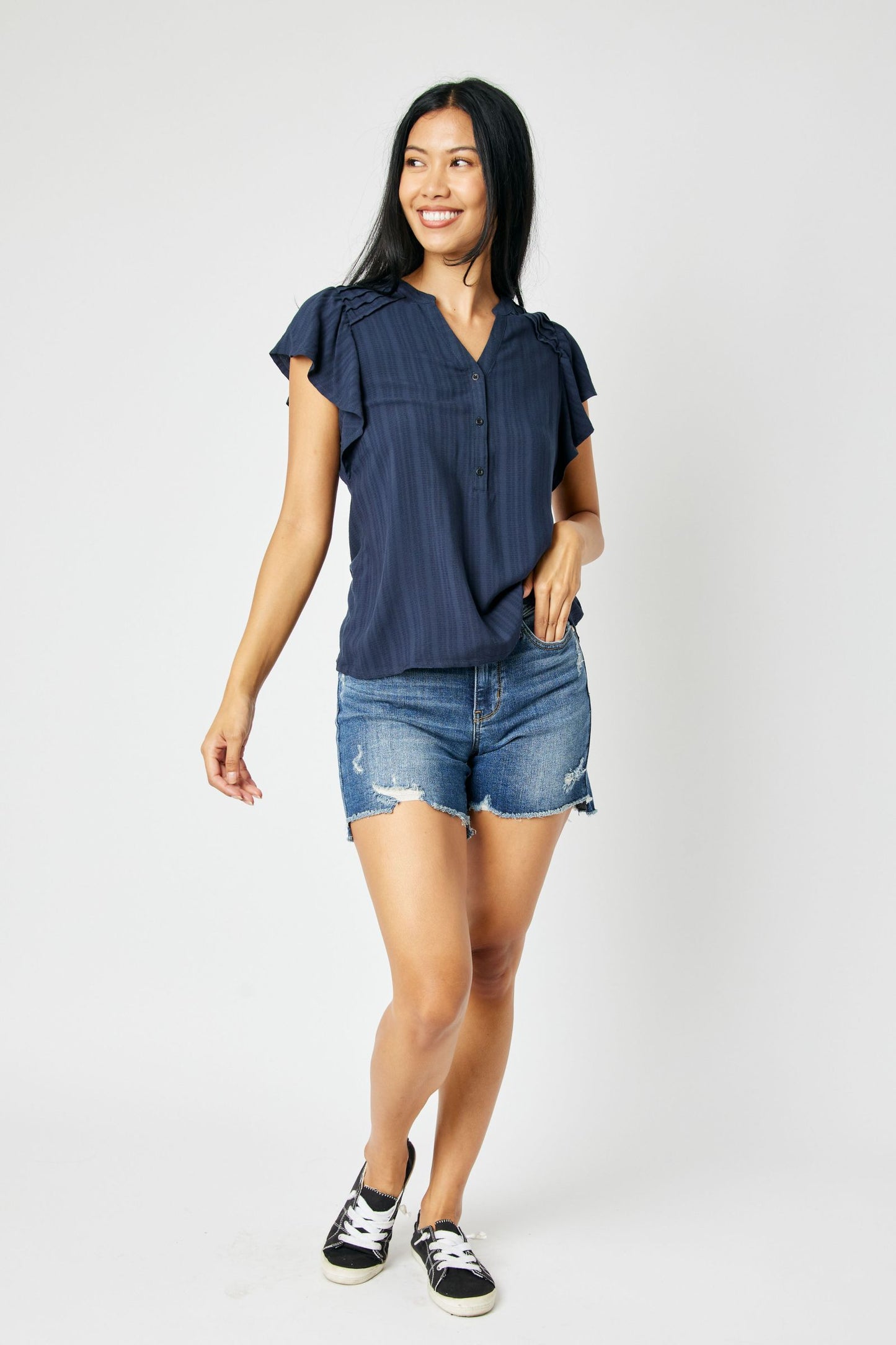 Iris - Mid-Rise Judy Blue Shorts - Regular and Curvy Sizes