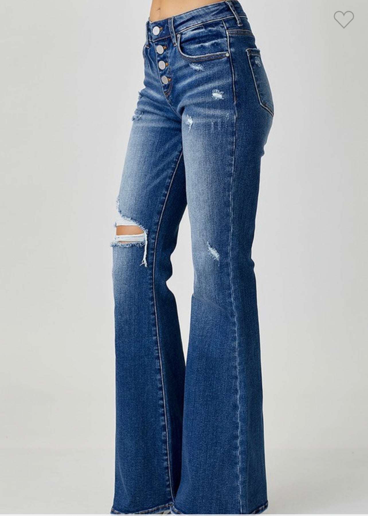 Risen ~ Mid- Rise Button Down Flare Jeans