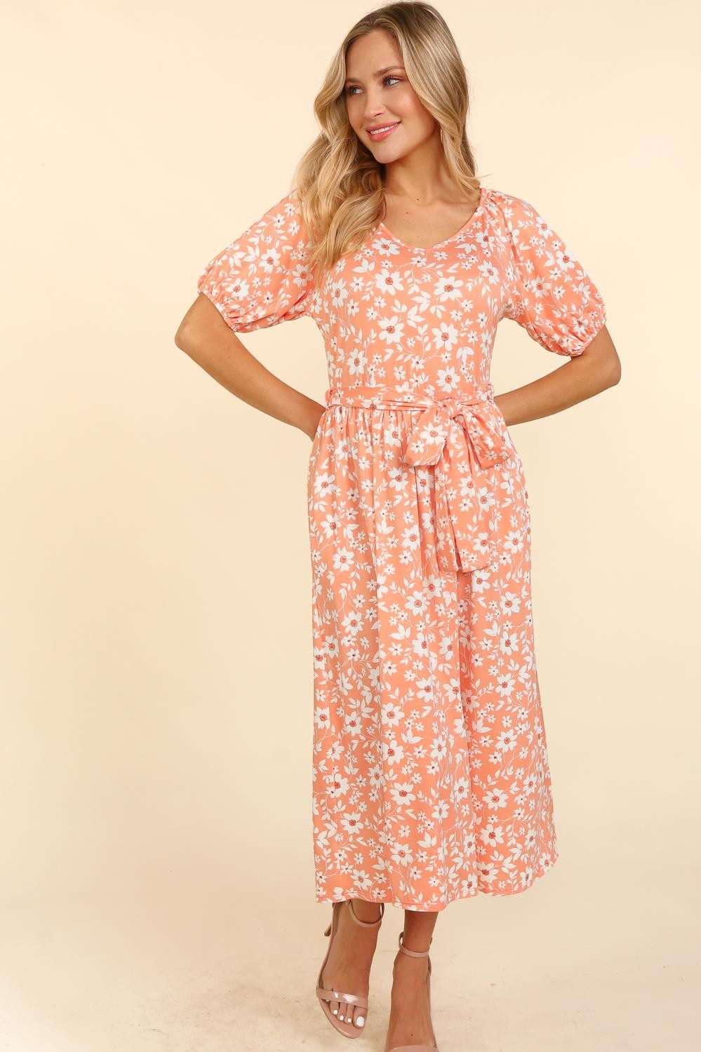 Lovely Lady May ~ Coral Daisy Print Dress