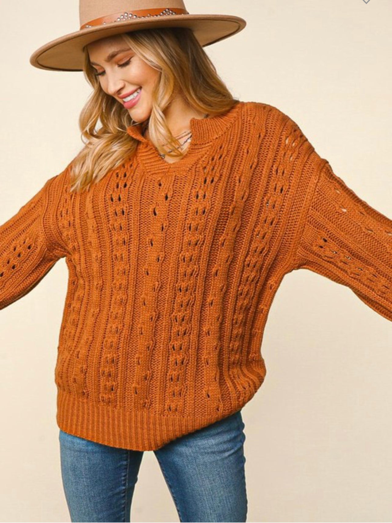 Leaves Are Falling ~ Rust Chunky Loose Fit Sweater