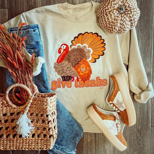 Give Thanks ~ Turkey Crewneck Sweatshirt