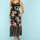 Aubree ~ Black Floral Midi Dress