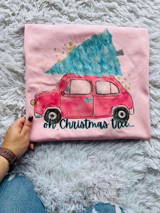 Oh Christmas Tree ~ Pink Graphic Tee