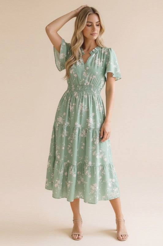 Kimi ~ Floral Midi Length Dress