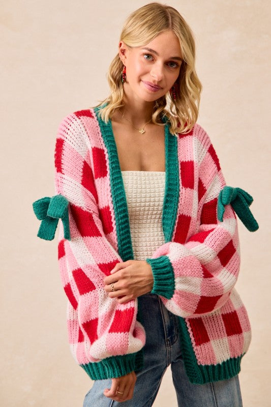 Seasons Greetings - Festive Checkered Cardigan