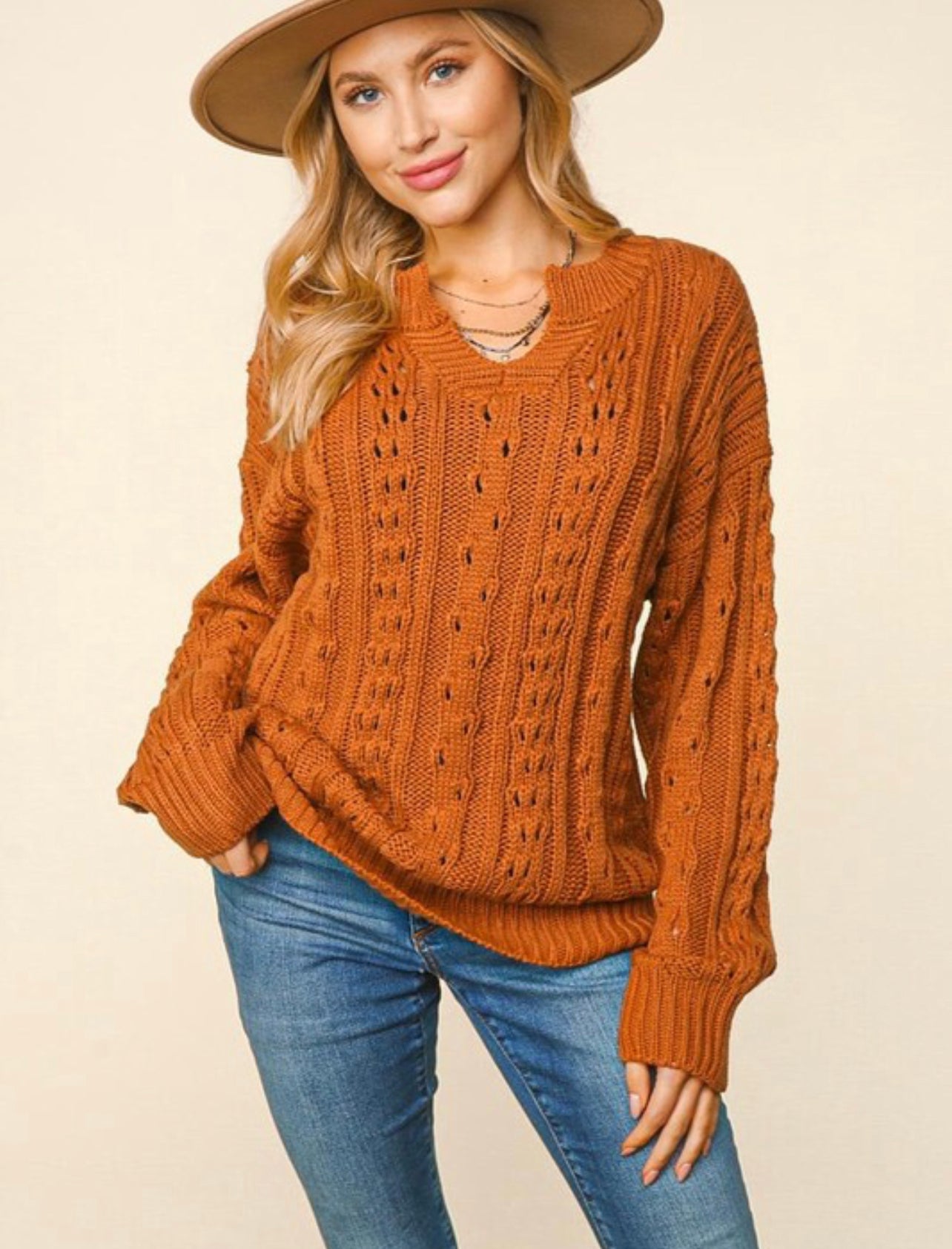 Leaves Are Falling ~ Rust Chunky Loose Fit Sweater