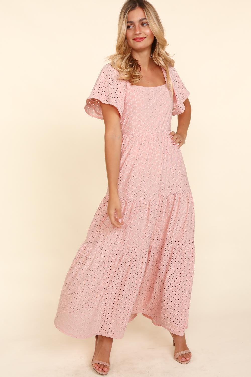 The Sweetest Gesture ~ Flutter Sleeve Eyelet Maxi Dress