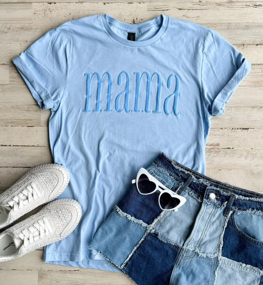 Mama ~ Puff Ink Powder Blue Tee