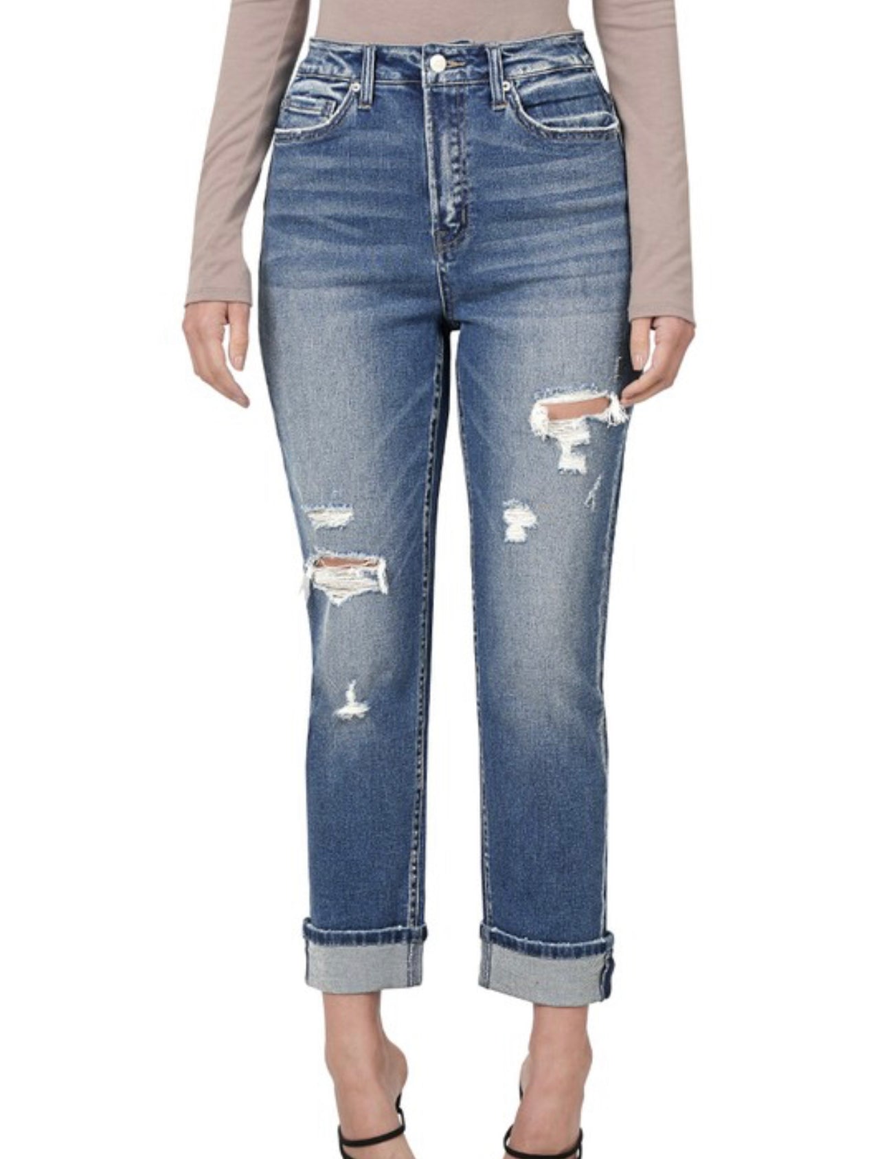 Josie ~ Distressed Boyfriend Fit Jeans