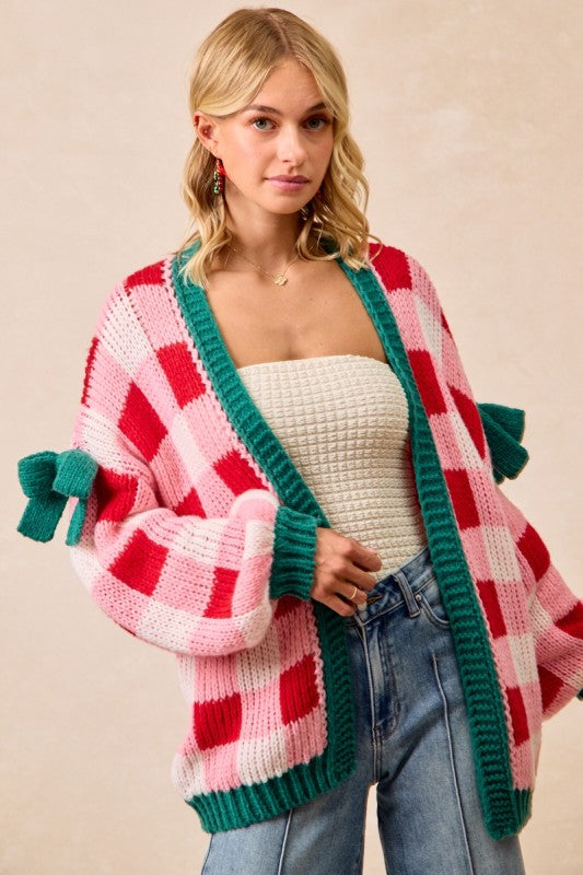 Seasons Greetings - Festive Checkered Cardigan