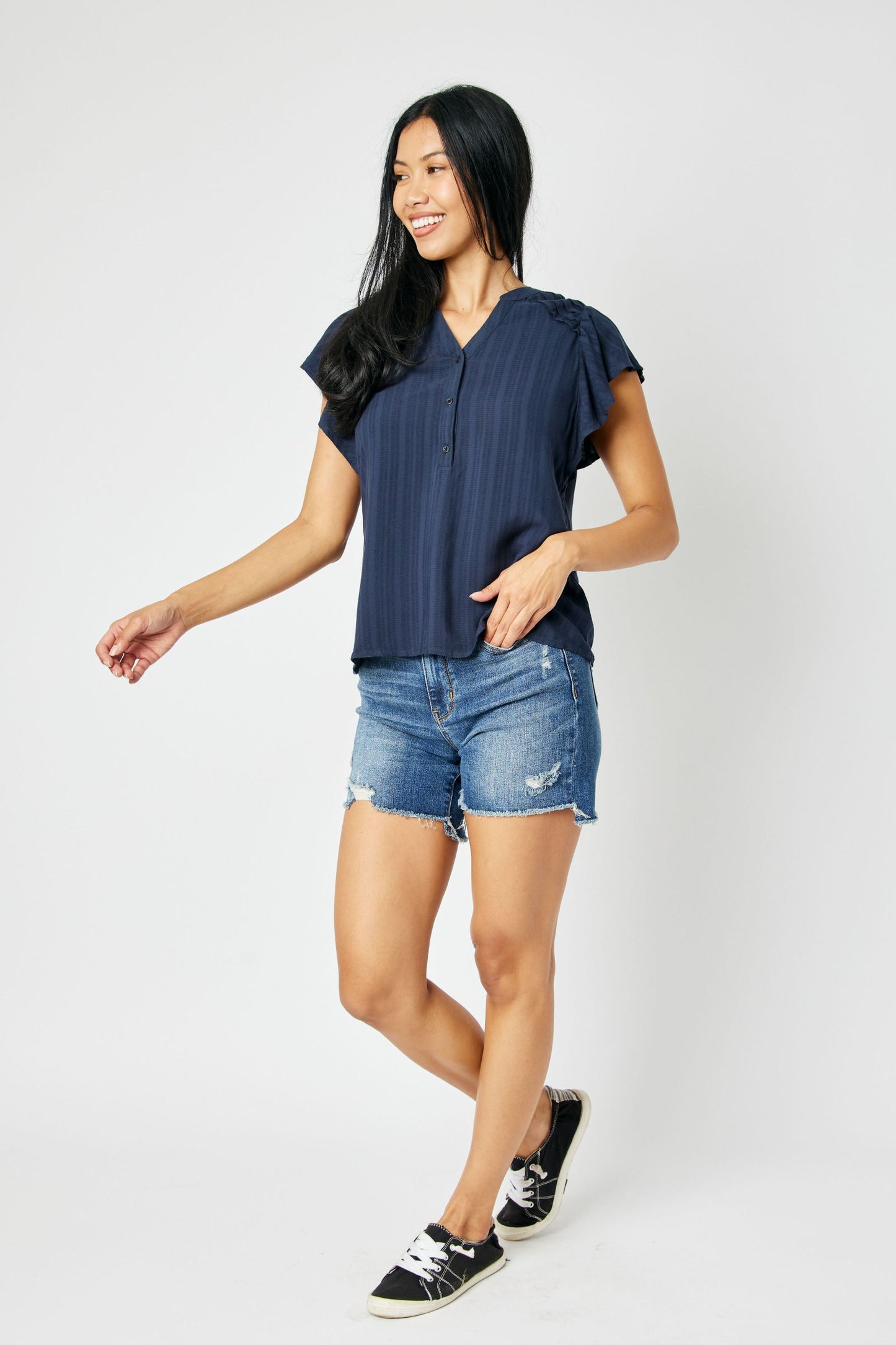 Iris - Mid-Rise Judy Blue Shorts - Regular and Curvy Sizes