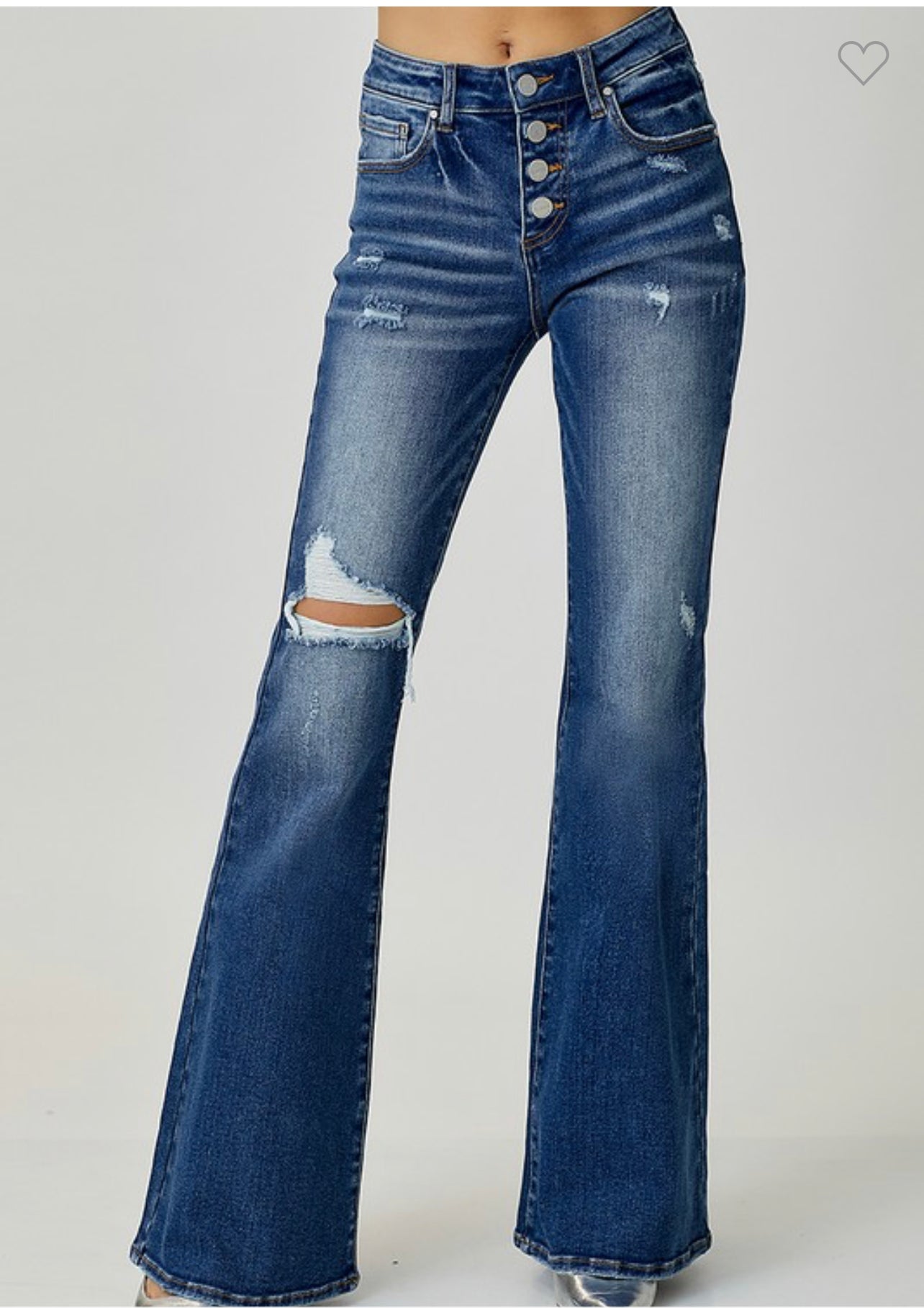 Risen ~ Mid- Rise Button Down Flare Jeans