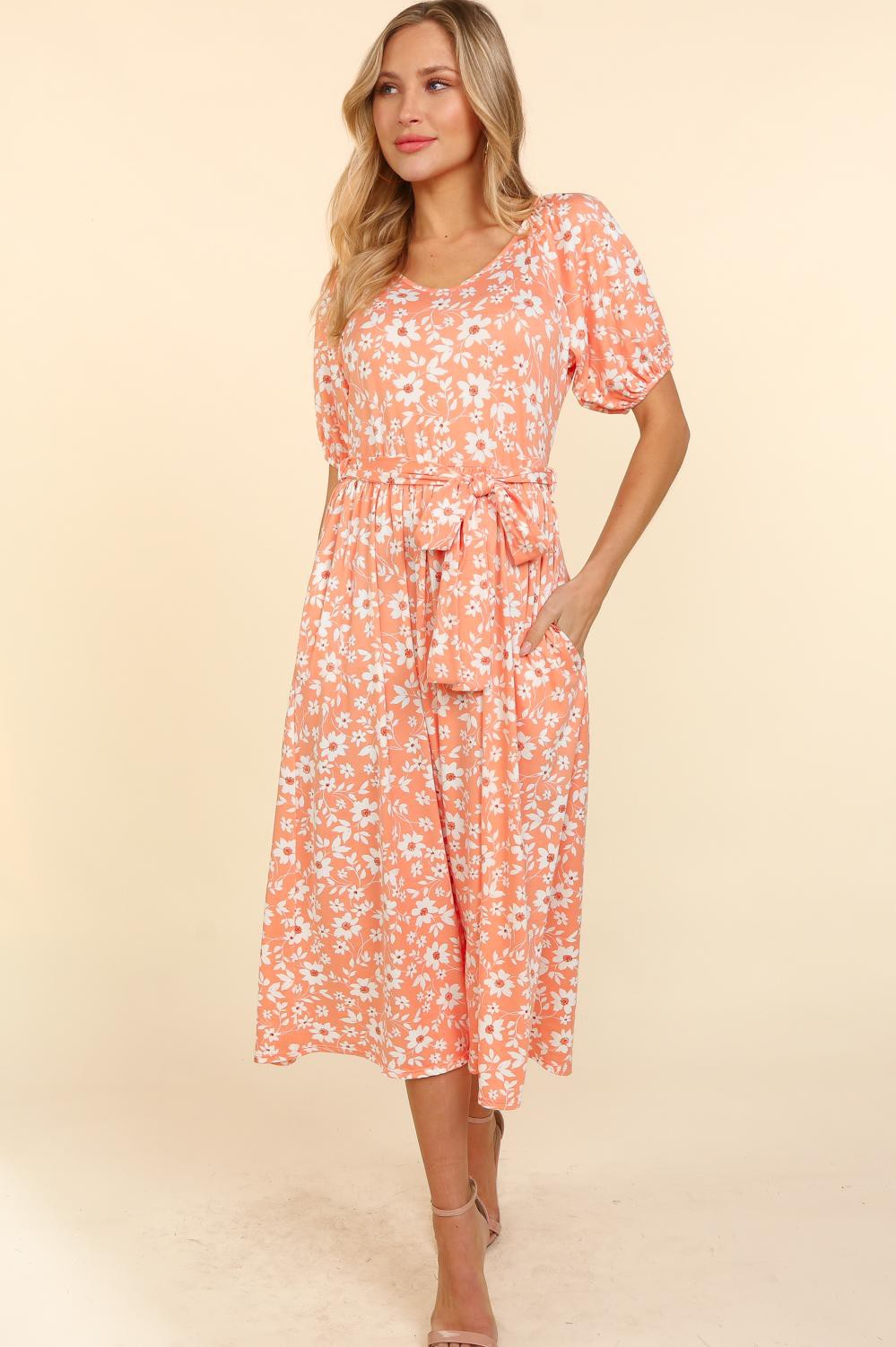 Lovely Lady May ~ Coral Daisy Print Dress