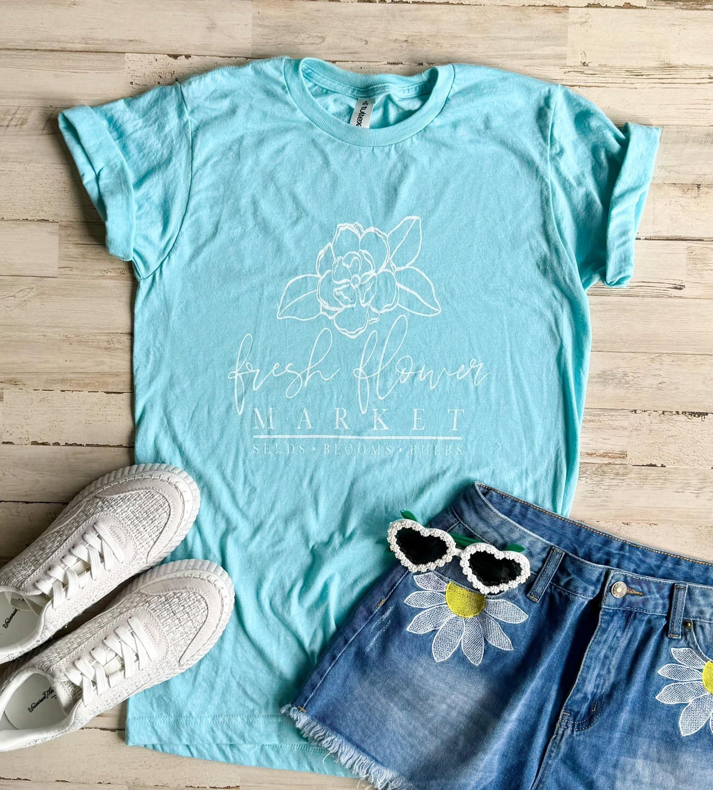 Fresh Flower Market ~ Mint Green Tee