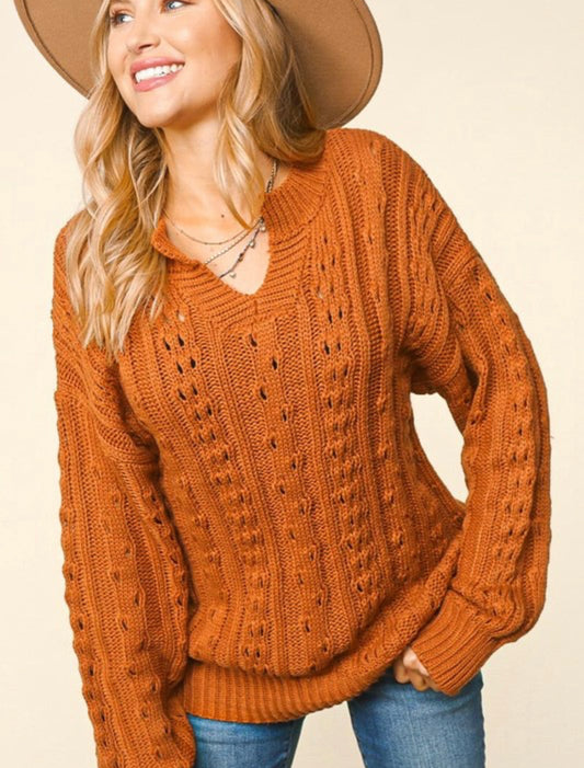 Leaves Are Falling ~ Rust Chunky Loose Fit Sweater