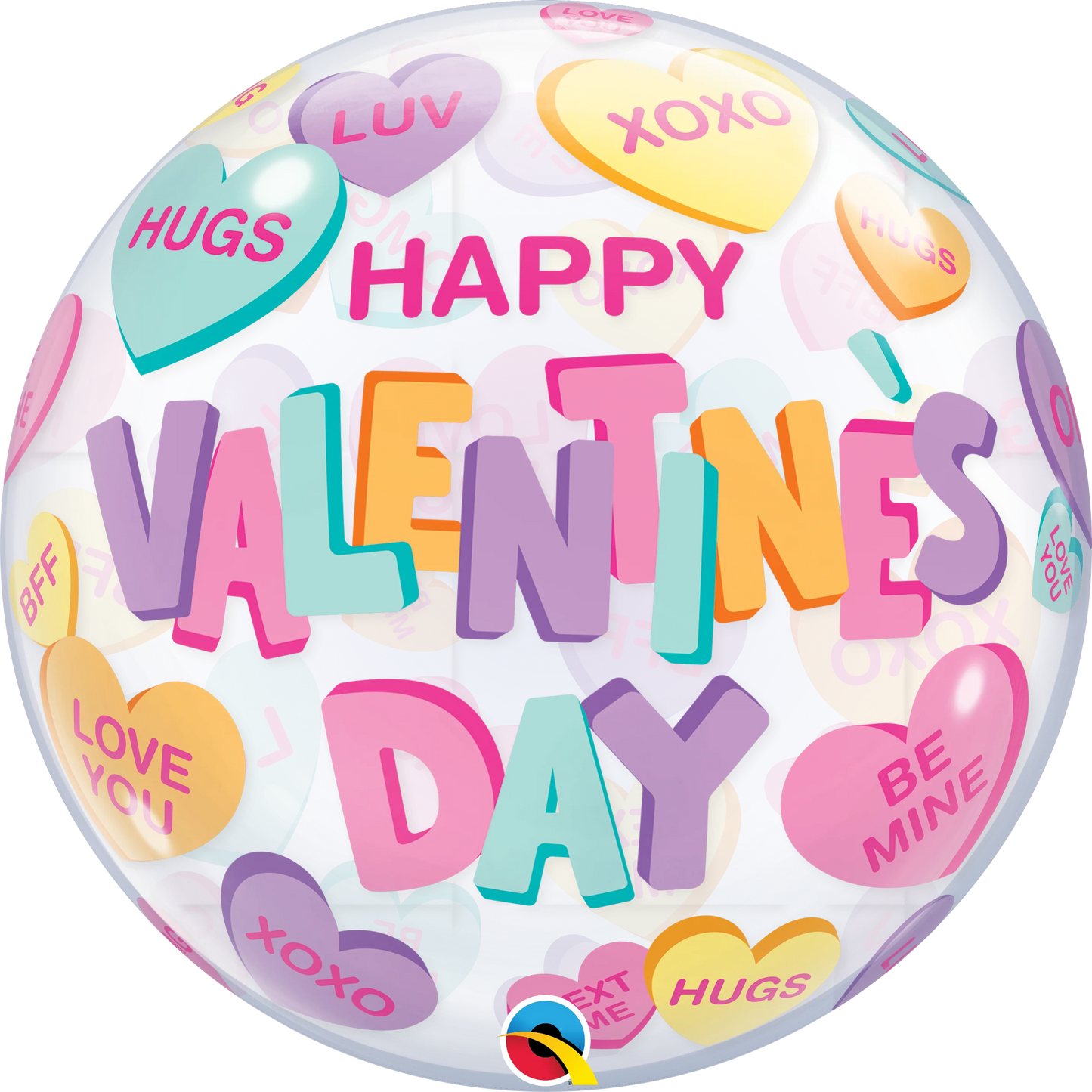 Candy Heart Happy Valentine's Day - Clear 22 Inch Balloon