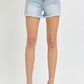 Victoria ~ High Rise Frayed Hem Denim Shorts