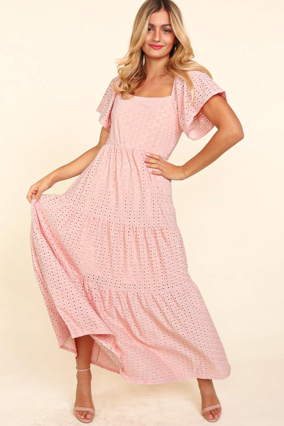 The Sweetest Gesture ~ Flutter Sleeve Eyelet Maxi Dress