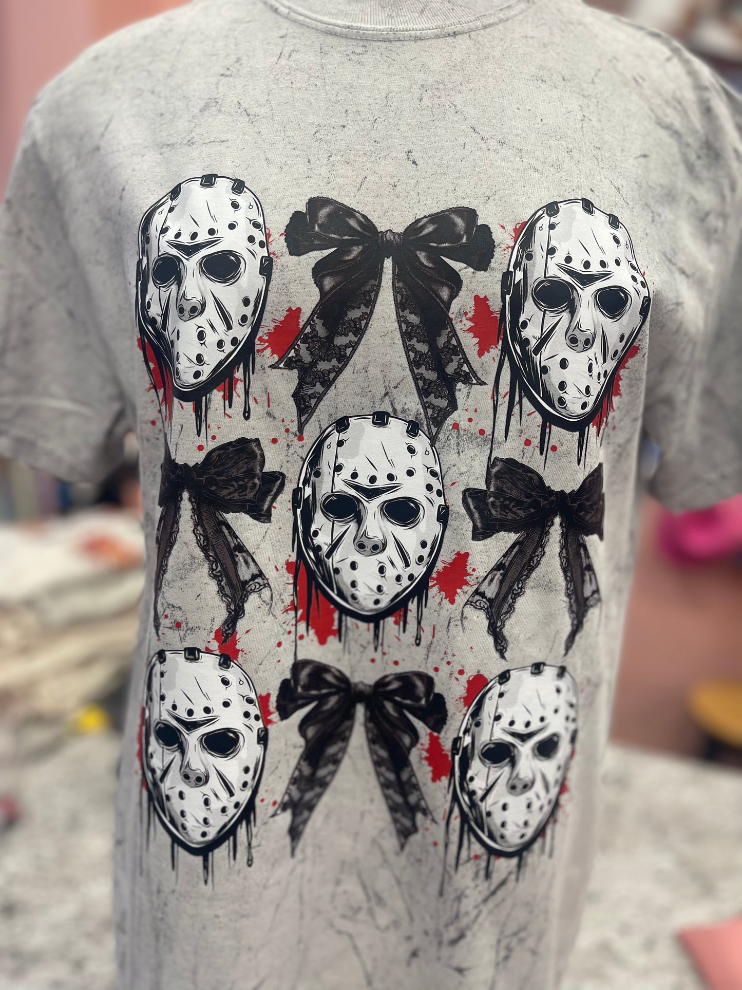 Tie Dye Goth Bows Masked Man Tee