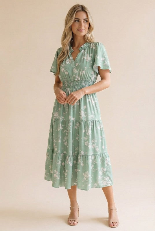 Kimi ~ Floral Midi Length Dress