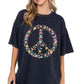 Floral Peace Sign ~ Oversized Graphic Tee