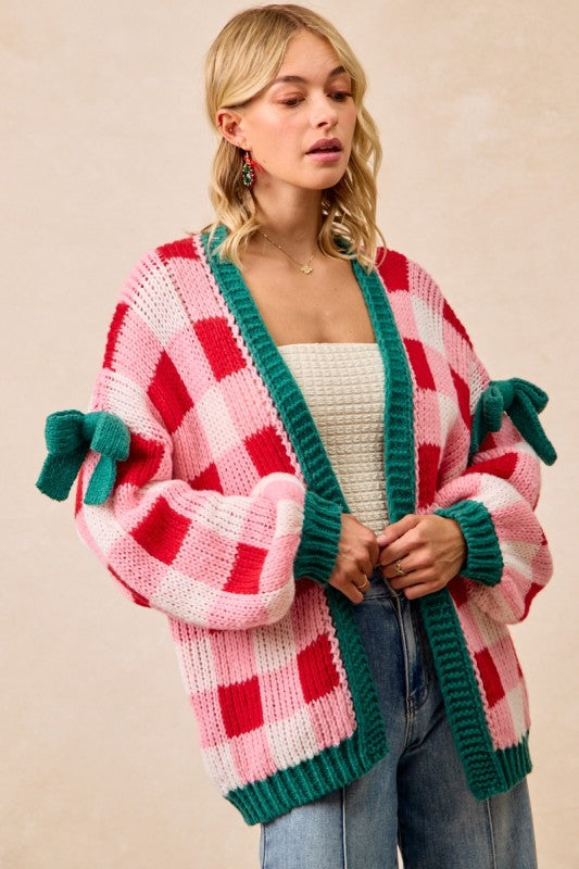 Seasons Greetings - Festive Checkered Cardigan