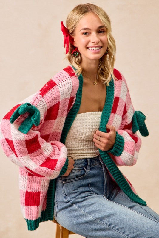 Seasons Greetings - Festive Checkered Cardigan