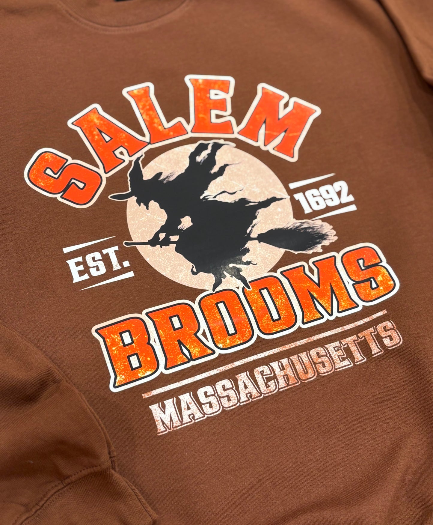 Salem Brooms ~ Chocolate Brown Crewneck Sweatshirt