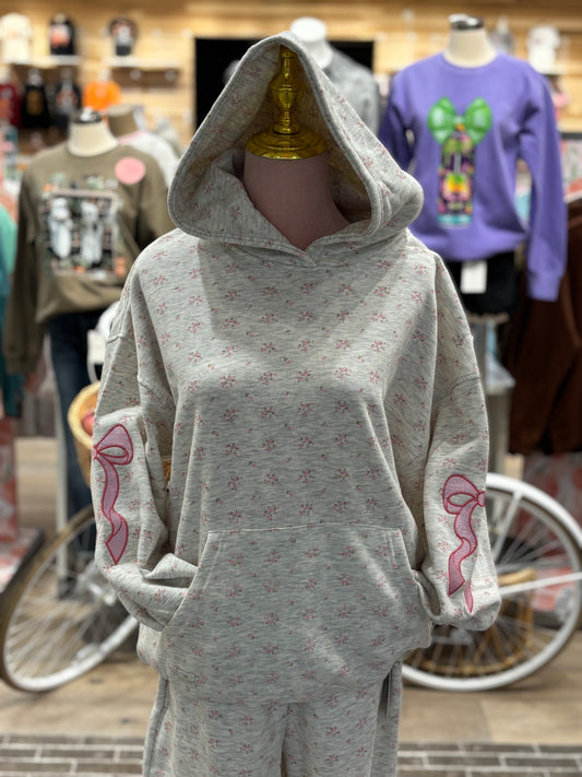 Pink Bow Ditsy Floral Print Hoodie ~ Simply Southern Brand