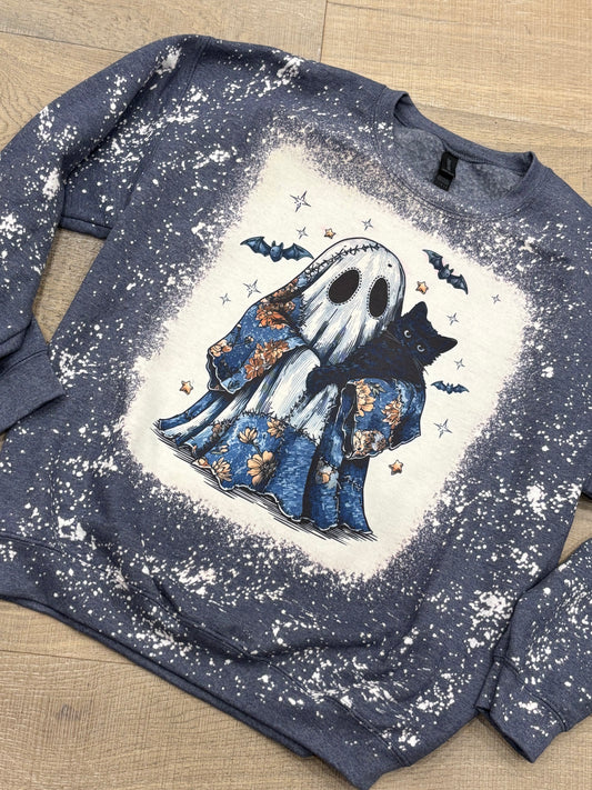 Patchwork Ghost ~ Bleached Crewneck Sweatshirt