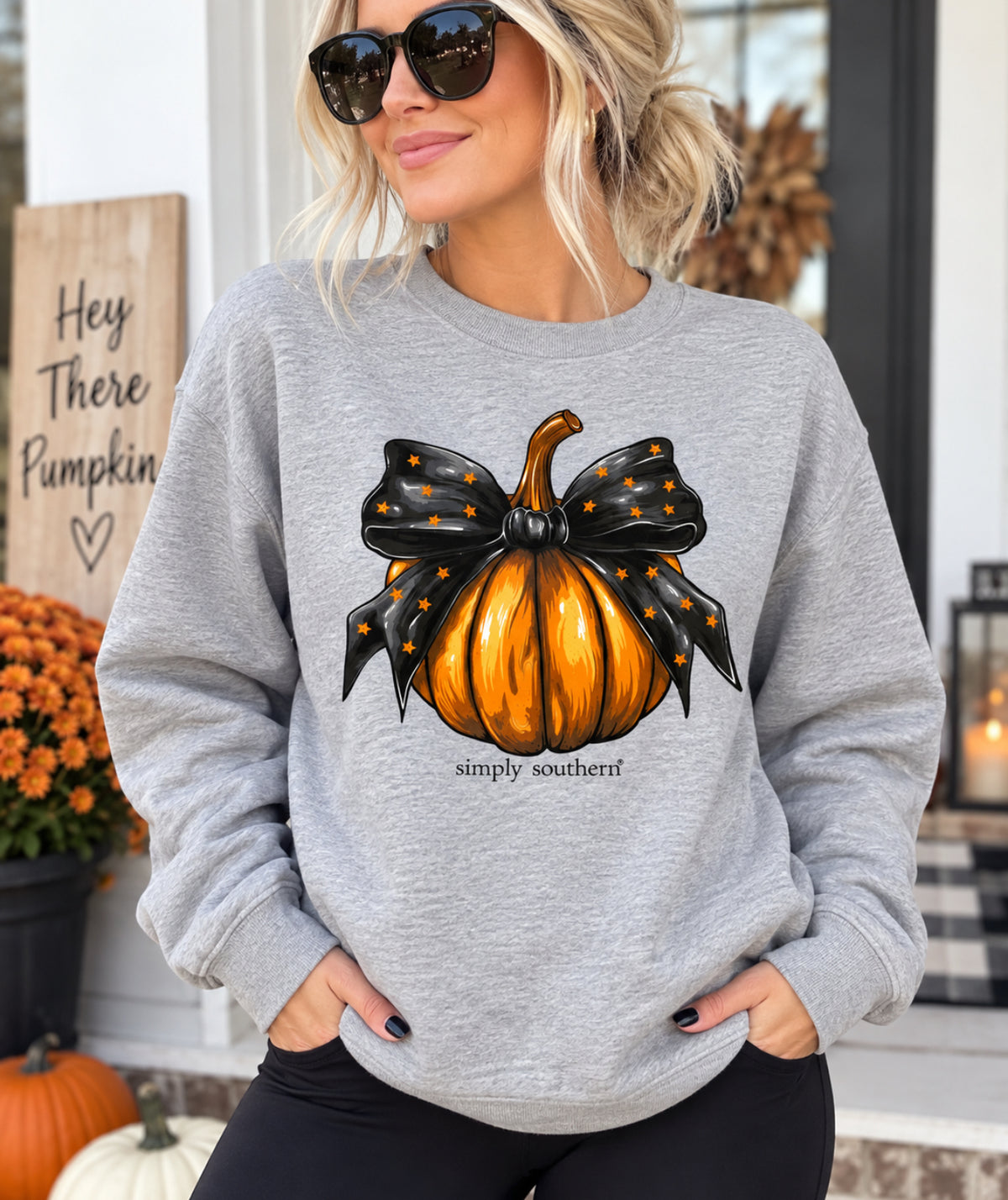 Heather Gray Pumpkin Crewneck - Simply Southern Brand