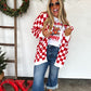 Red White Checkered Cloud Cardigan
