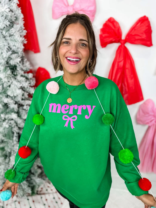 Merry ~ Pink Puff Crewneck Sweatshirt
