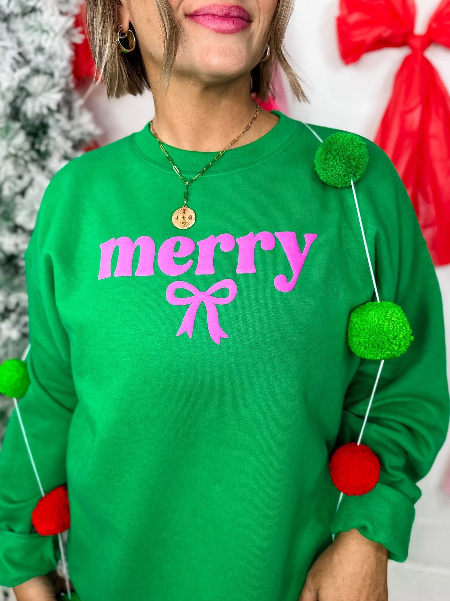 Merry ~ Pink Puff Crewneck Sweatshirt